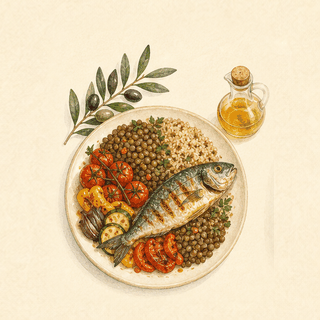 Illustration du modèle alimentaire méditerranéen