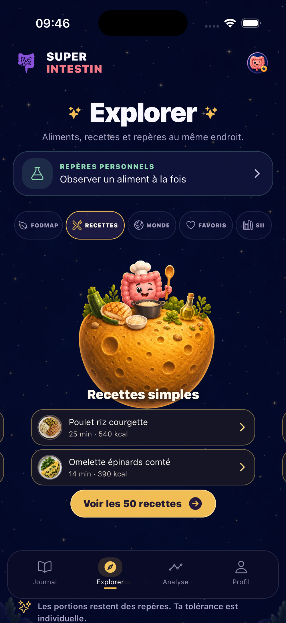 Écran Explorer de la version actuelle de Super Intestin